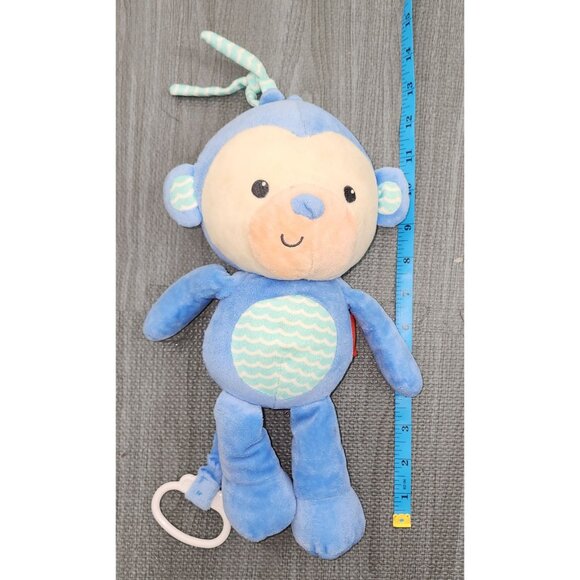 Fisher Price Musical Tail Blue Plush Monkey Crib Pull Toy Stuffed Animal Lovey - Picture 4 of 4